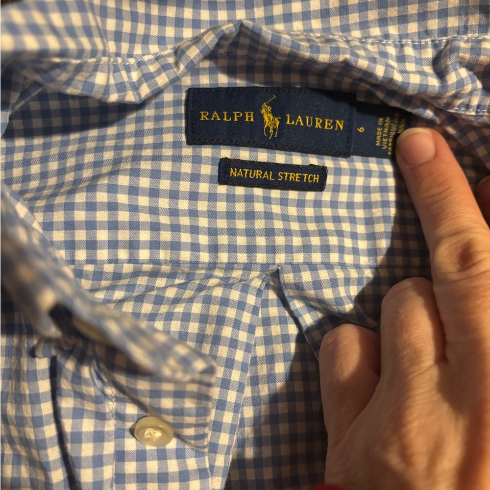 Polo boys blue check button down